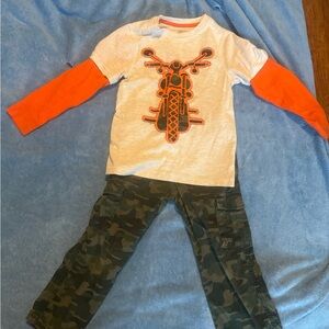 JK Designs Orange and Gray Motorcycle Kids Set